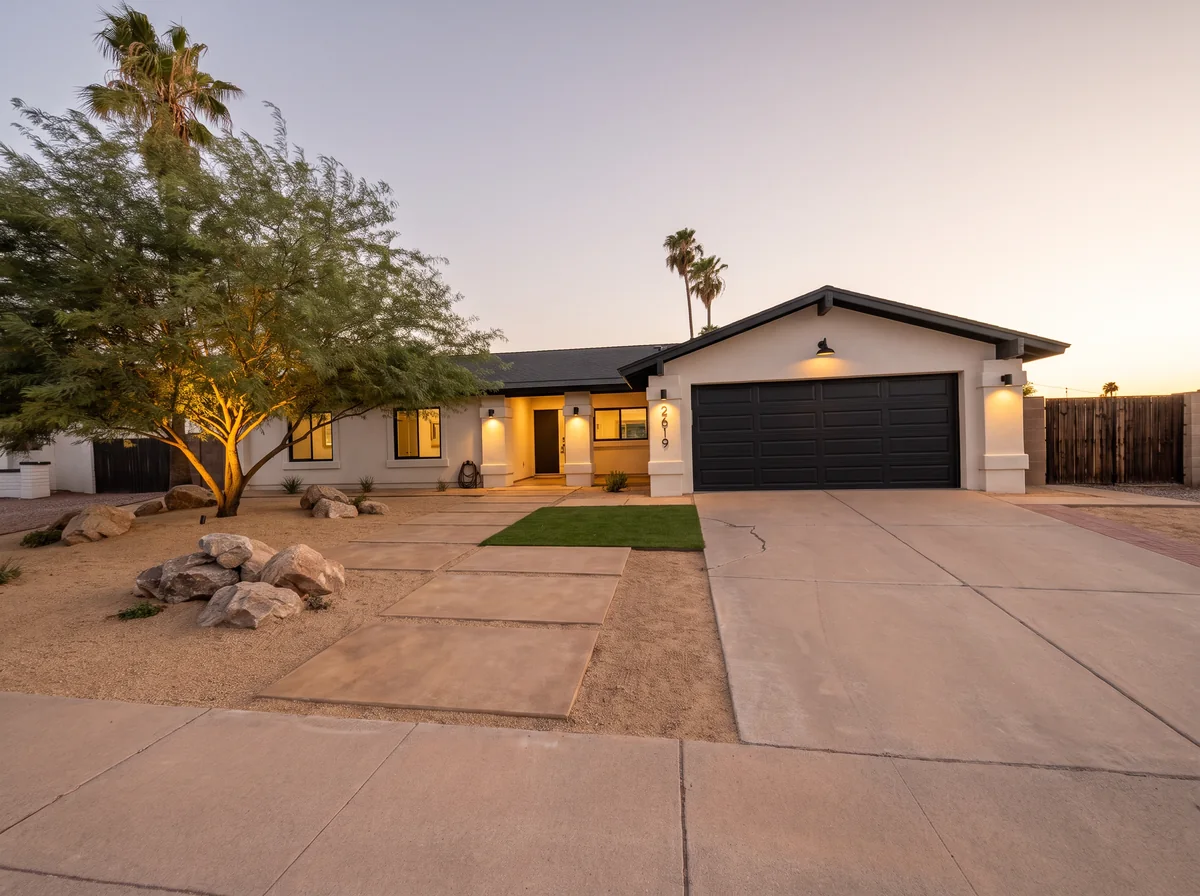 Design concept rendering of a Phoenix ranch home renovation by Ramp Homes